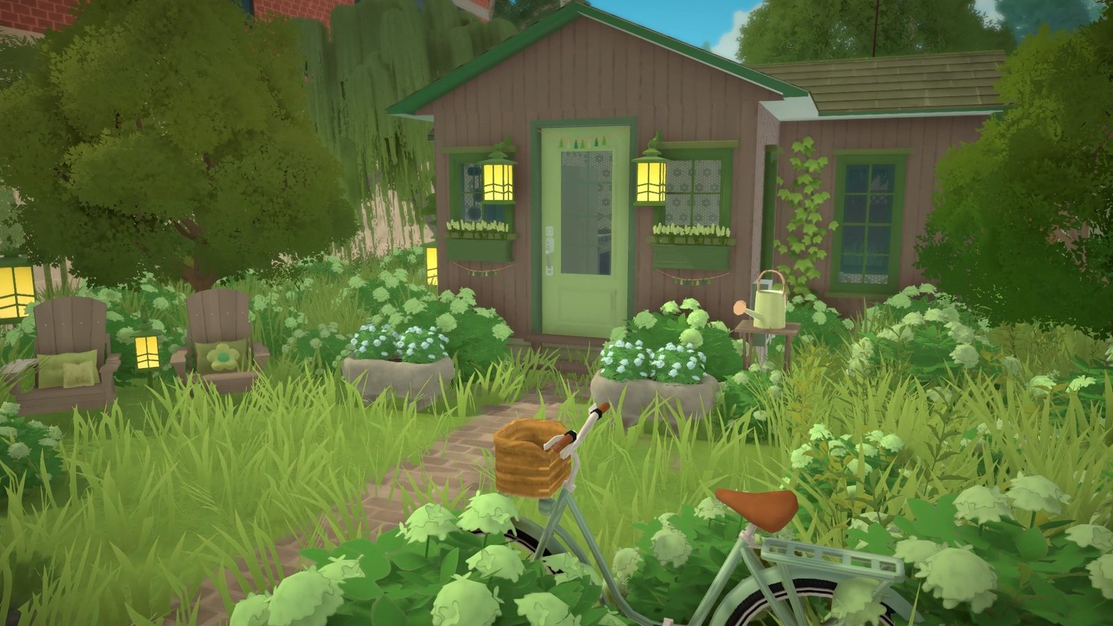 Hydrangeas and bicycle