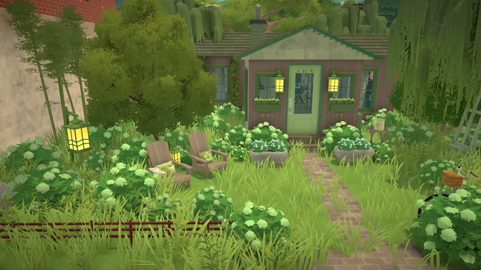 Garden with bamboo and willow